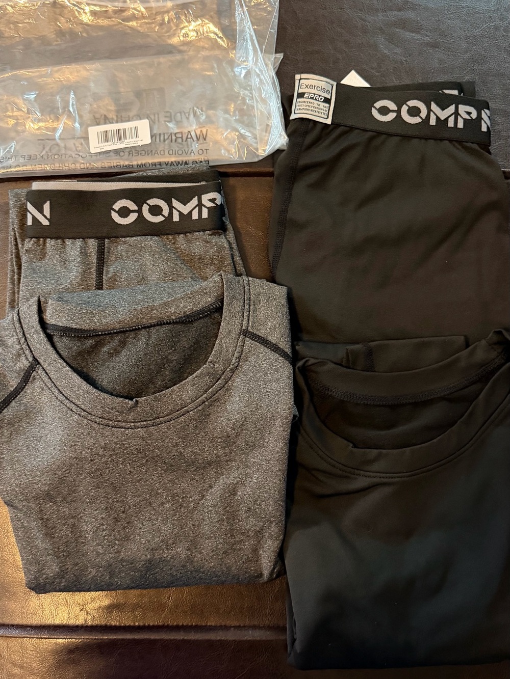 NWT Exercise EPRO Boys Youth L Undershirt & Compression Set - Black & Gray